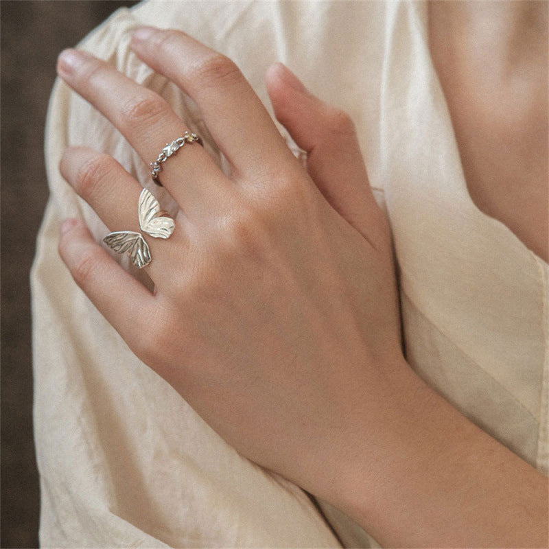 Women's Sier Simple Light Luxury High-grade Index Finger Open Rings