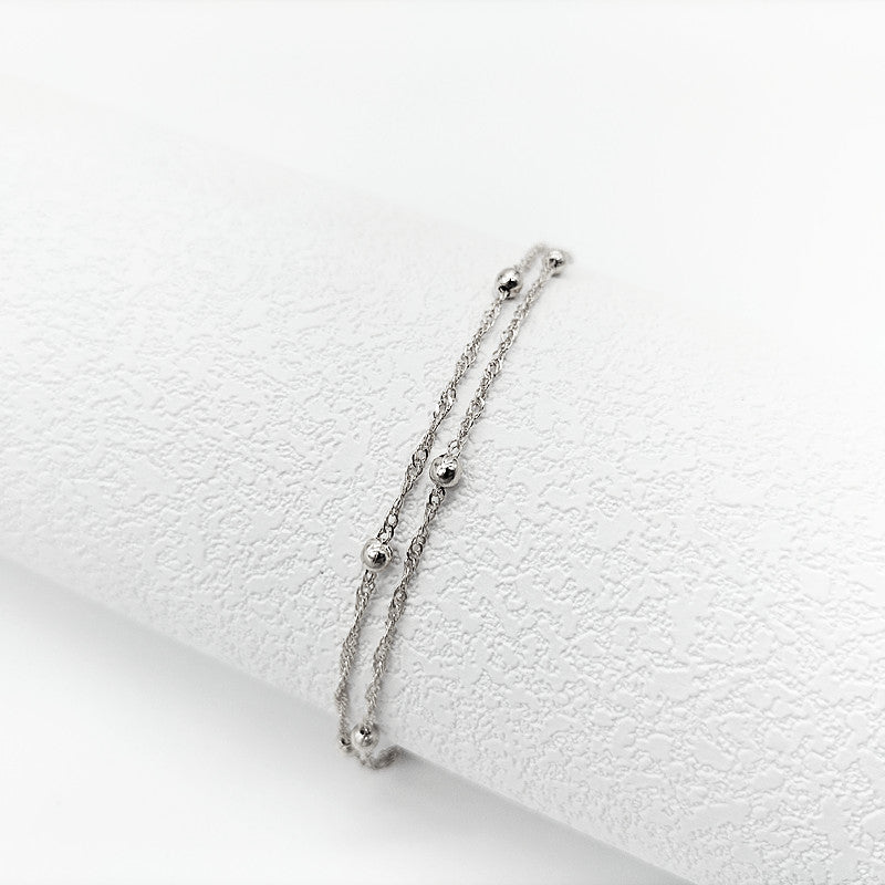 Women's Temperament Cool Style Stitching Chain Double Metal Corrugated Copper Bracelets