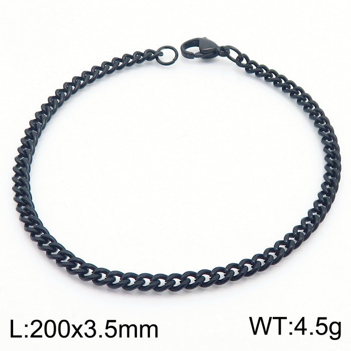 Men's Fashion Side Flat Chain Stainless Steel Bracelets