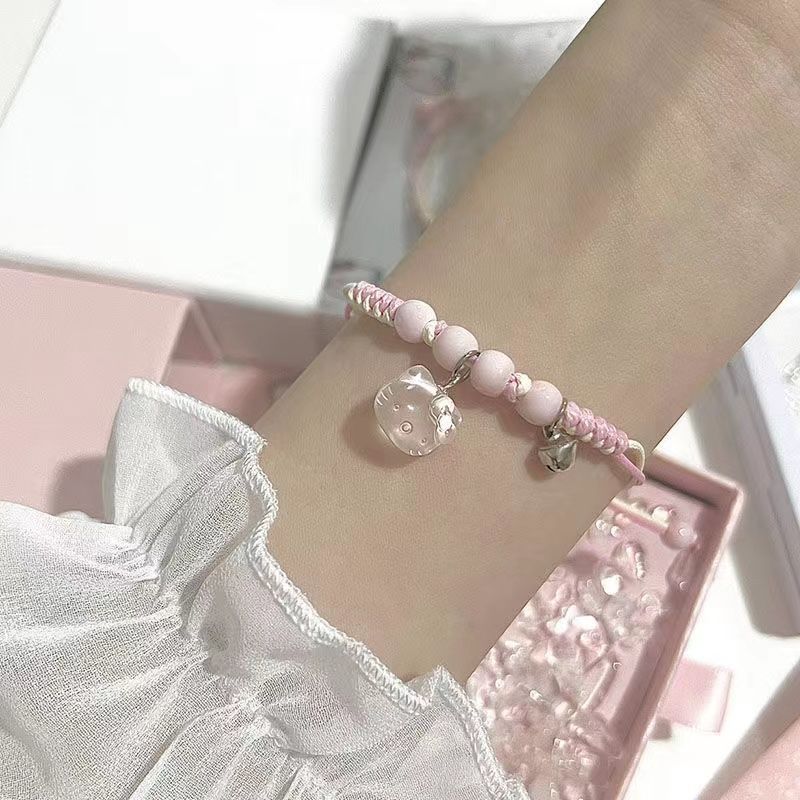 Cute Cartoon Hello Kitty Shape Woven Hand Strap Female Bracelets