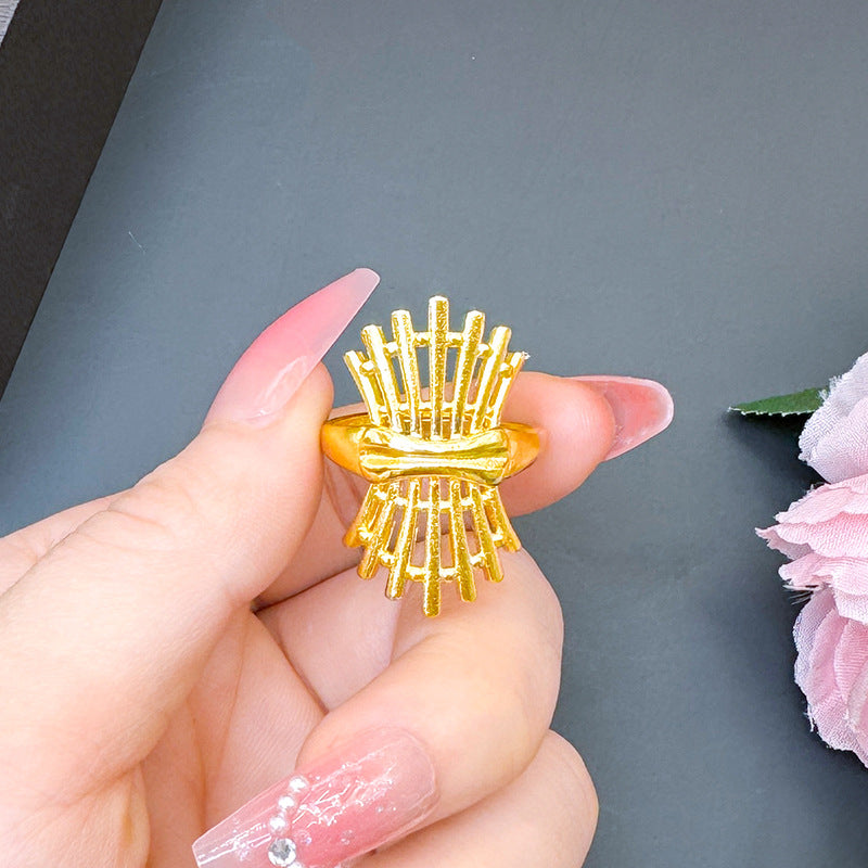 Women's Advanced Design Exaggerated Opening Real Bronze Rings