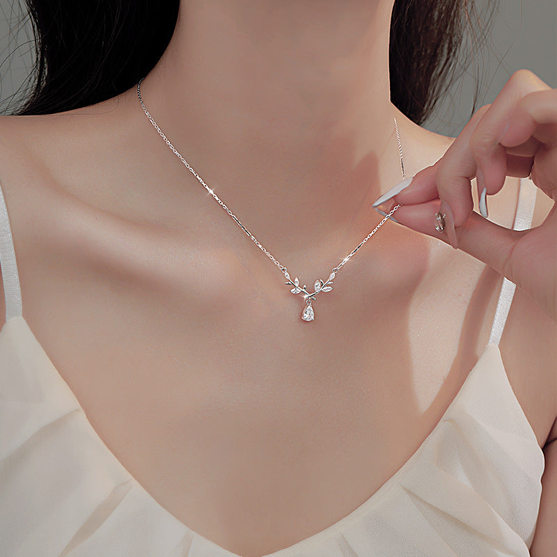 Women's Wheat Laurel Goddess Water Drop Affordable Luxury Fashion Clavicle Chain Necklaces