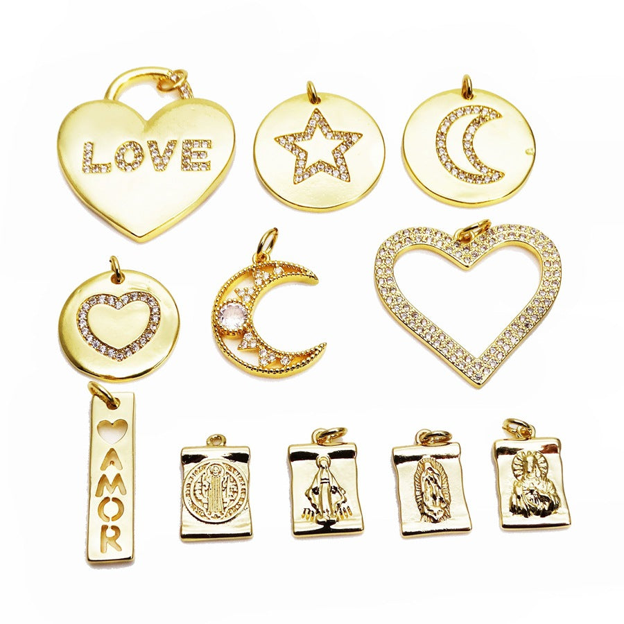 Micro Inlaid Zircon Love Virgin Mary Small Pendants