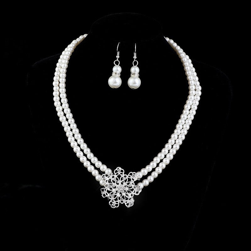 Comfortable Classy Bridal Full Diamond Clavicle Jewelry Set
