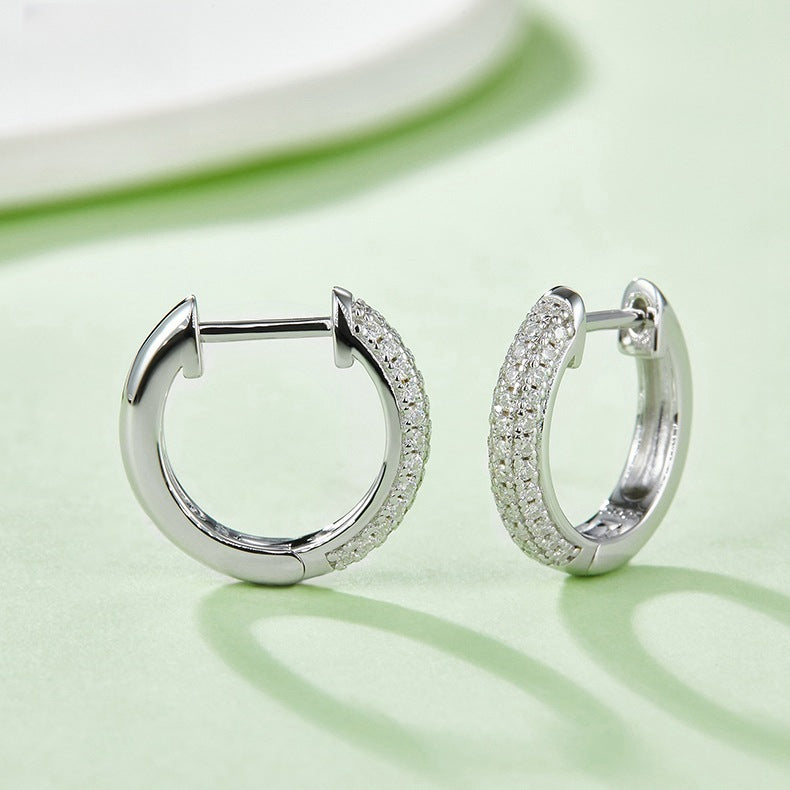 Ear Clip High Quality Zircon Full Diamond Circle Design Earrings