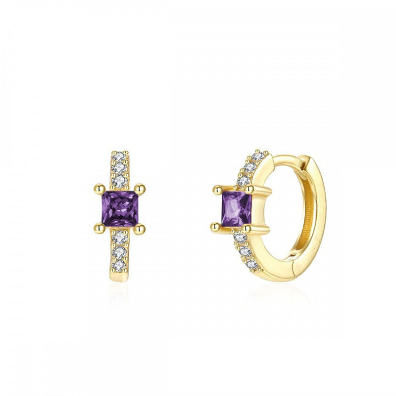 Square Zircon Female Style Light Luxury Design Earrings