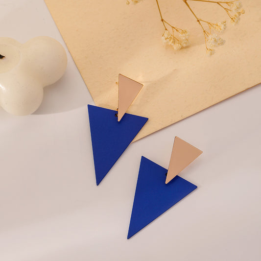 Niche Exquisite Geometric Triangle Metallic Royal Earrings