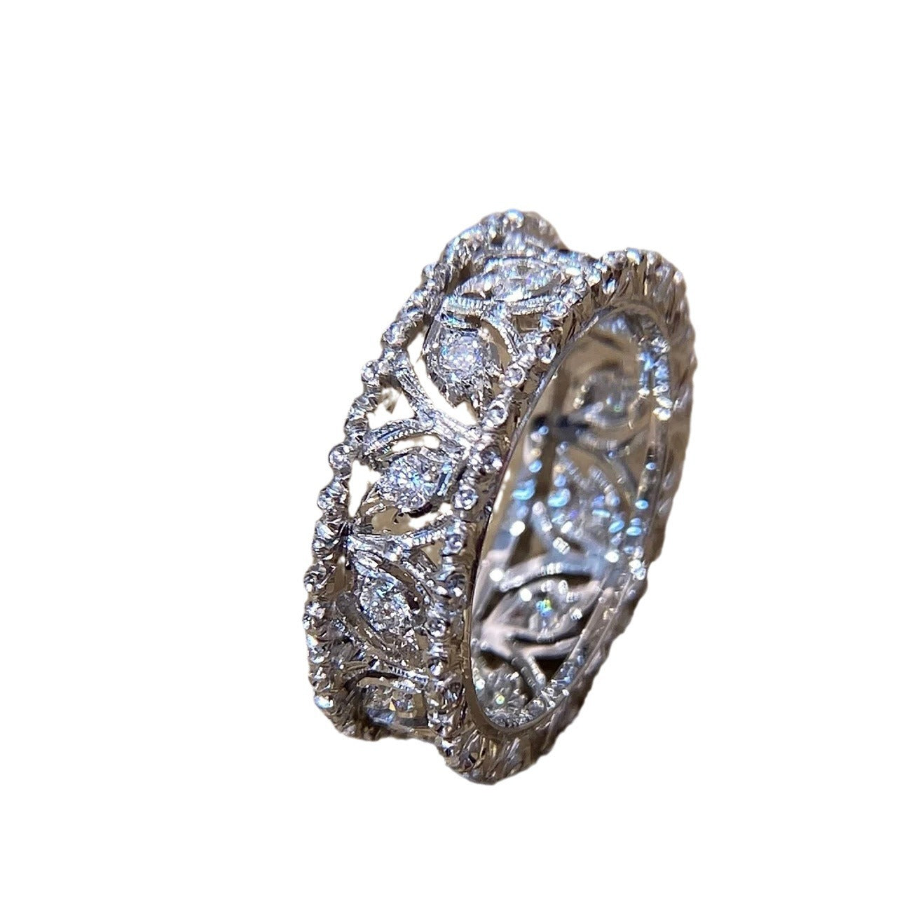 Carved Leaves Hollow Contrast Color Light Luxury Minority Pattern Advanced Rings