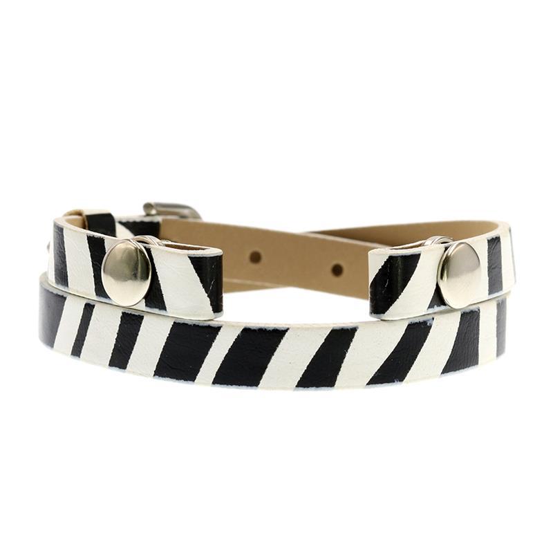Leather Double Section Wrist Strap Bright Color Bracelet