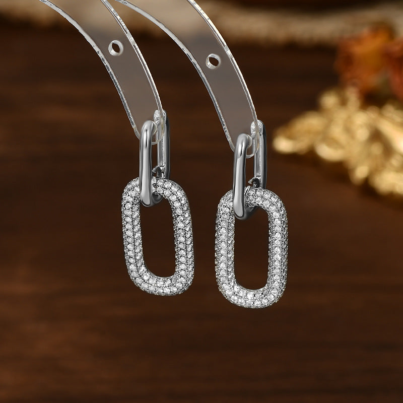Women's Simple Studded With Zircon High-grade Full Stud Earrings