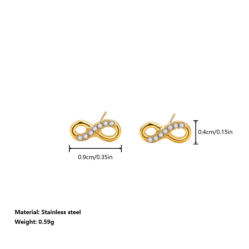 Women's Diamond Mobius Hollow Out Titanium Steel Ear Fresh Stud Earrings