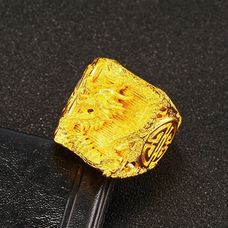 Men's Imitation Auspicious Dragon Open Man's Advanced Gold Ring
