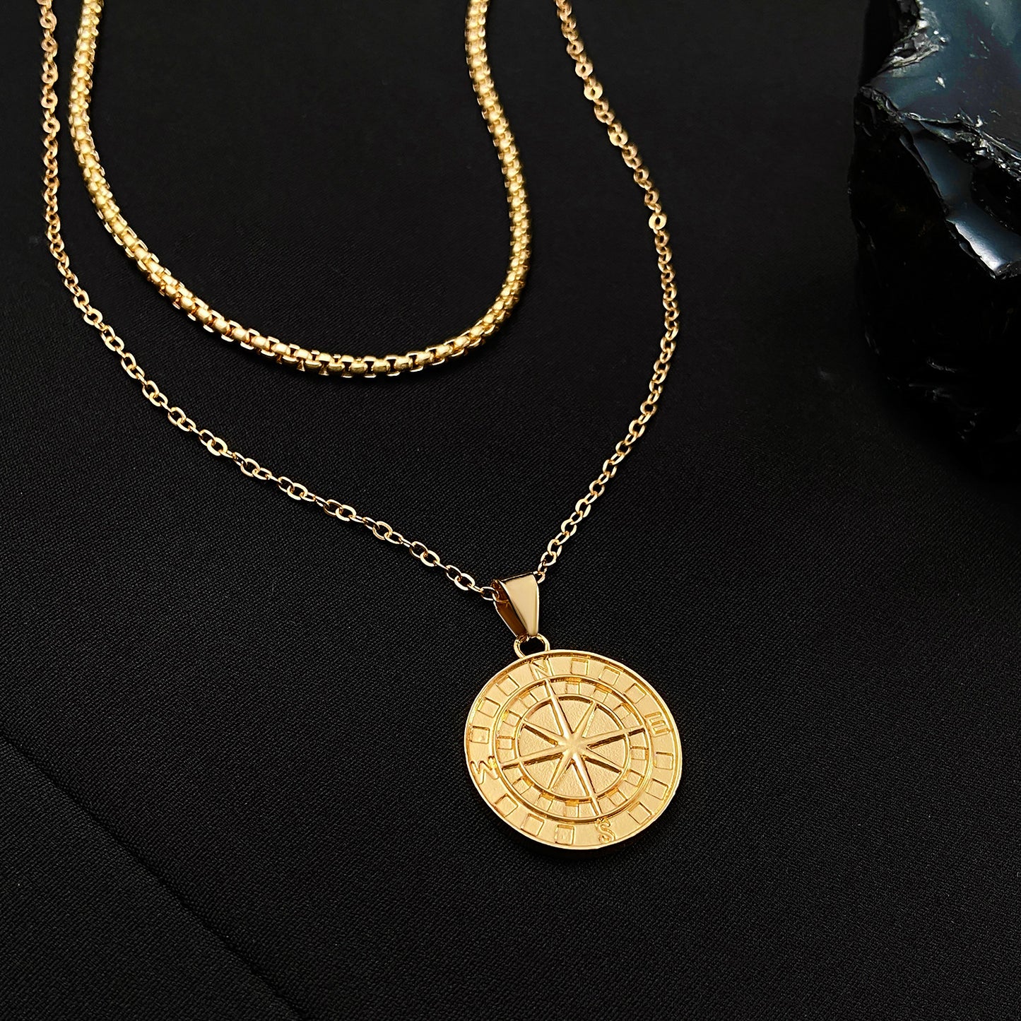 Women's Hip Hop Twin Double Layer Coin Necklaces