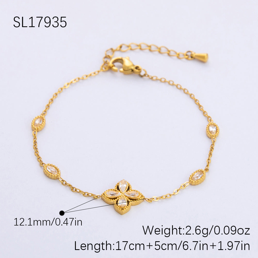 Stainless Steel Clover Gold Color High-grade Bracelets