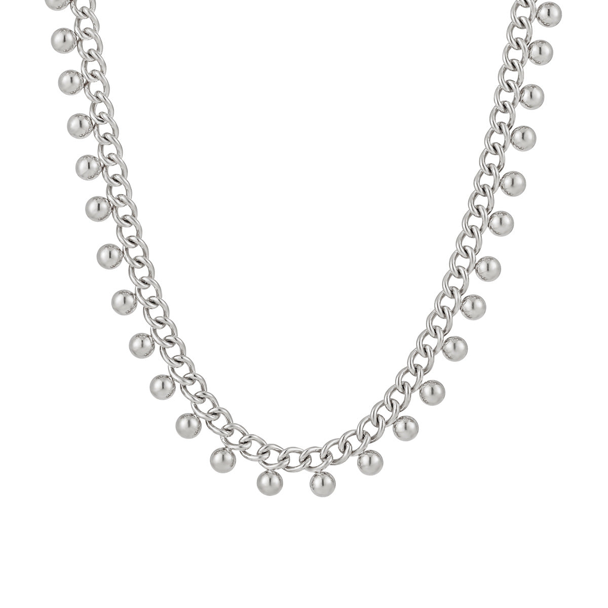 Women's Simple Stainless Steel Round Beads Chain Fashion Unique Design Necklaces