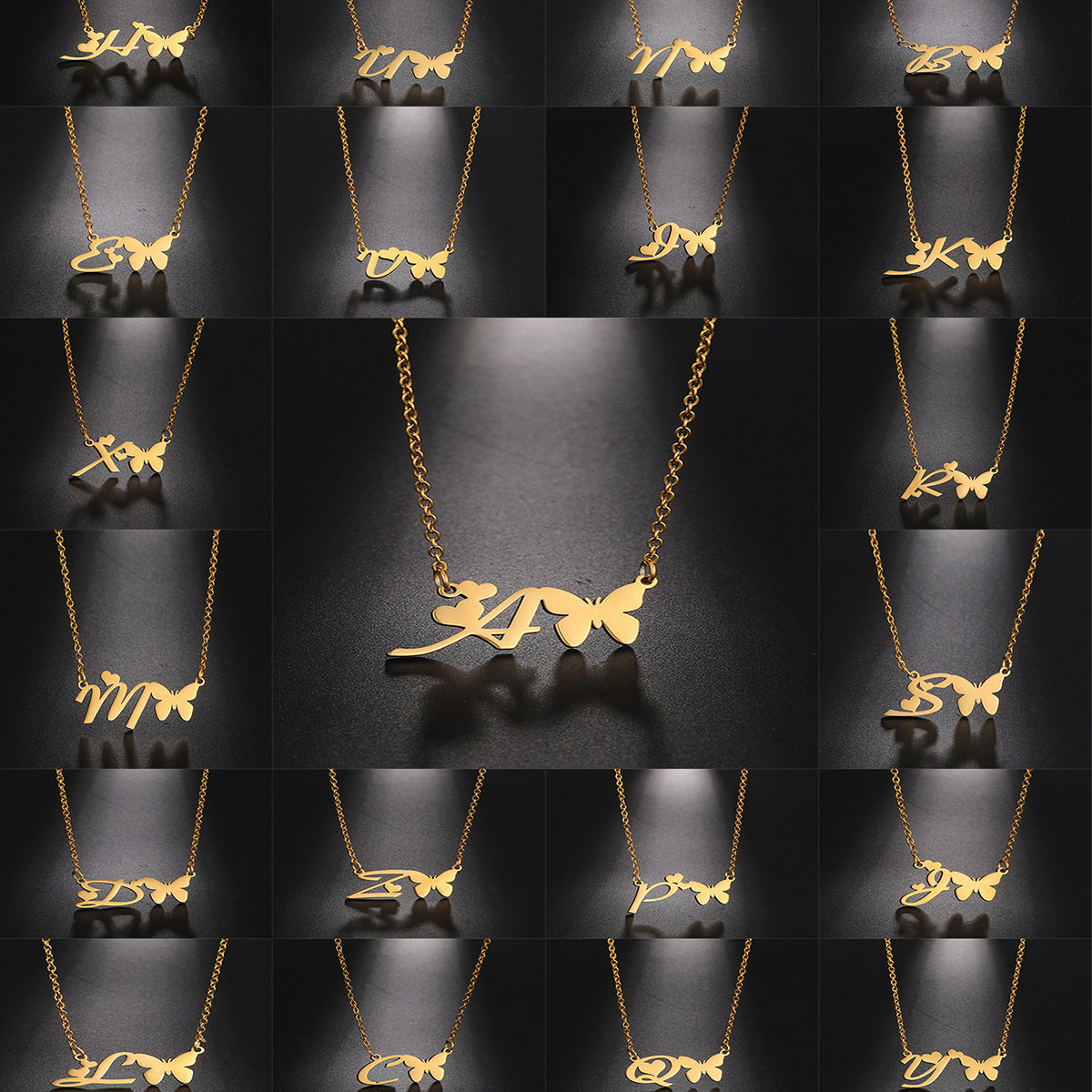 Stainless Steel Butterfly Love Letter High-grade Clavicle Pendants