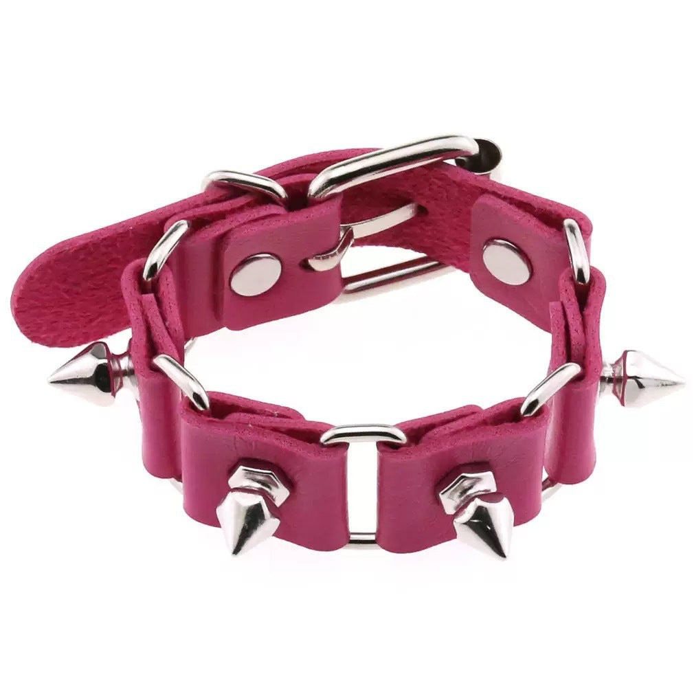 Unique Punk Style Pointed Rivet Leather Adjustable Trendy Hip Hop Bracelet