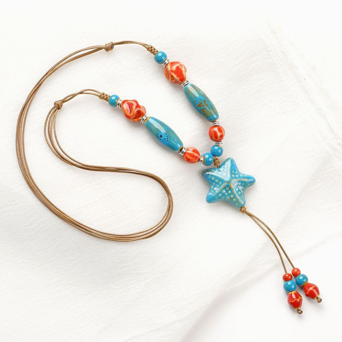 Style Personalized Trendy Ceramic Geometric Colorful Fish Long High-grade Necklace