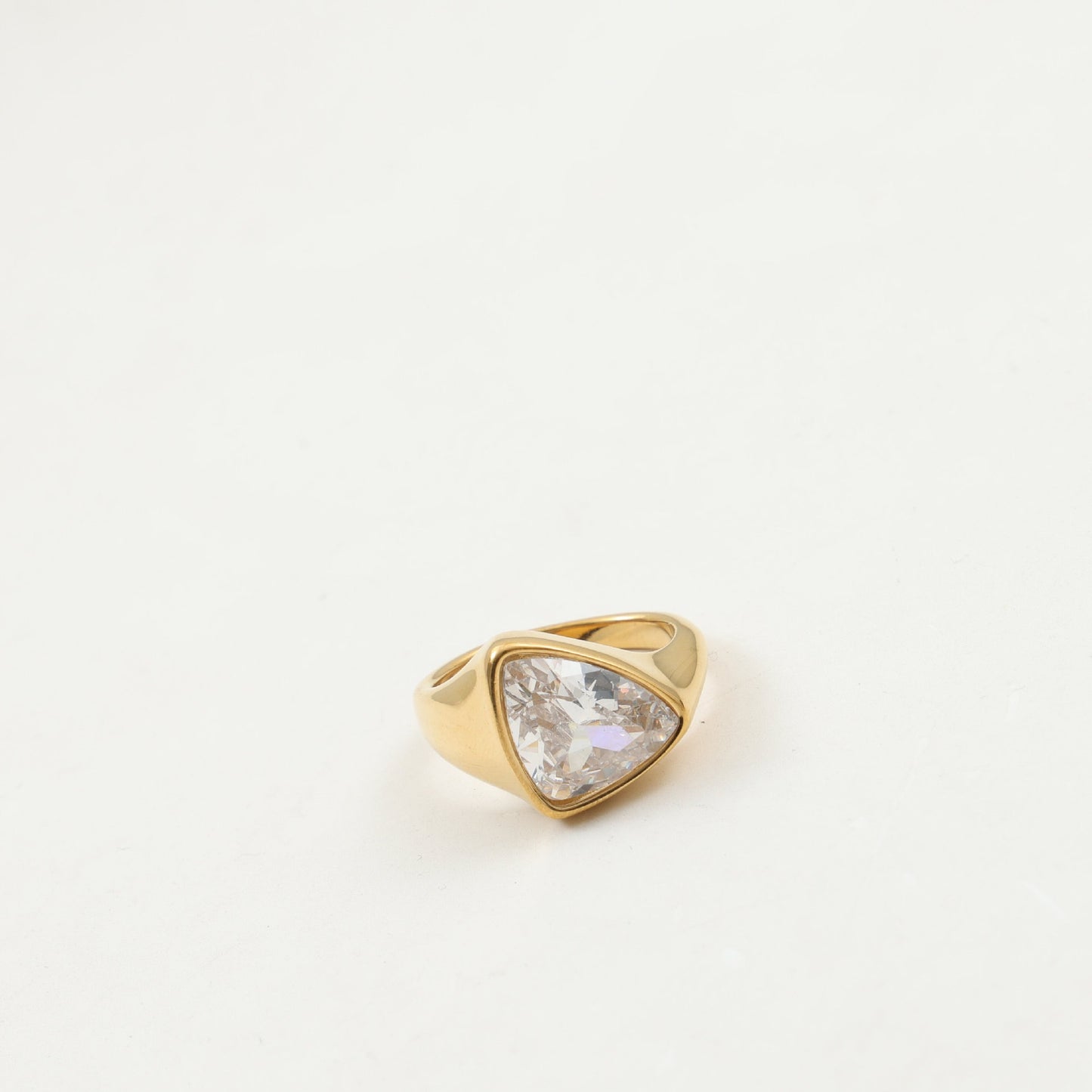 Large Triangle Shaped Zircon Titanium Steel Gold Bracelet