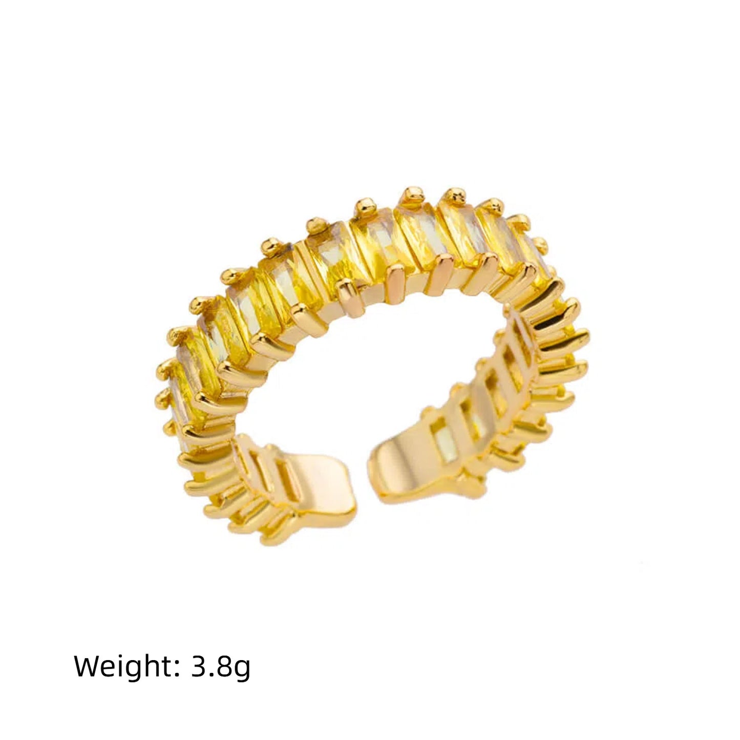 Luxury Gold Copper Plating Cubic Green Zircon Crystal Ring