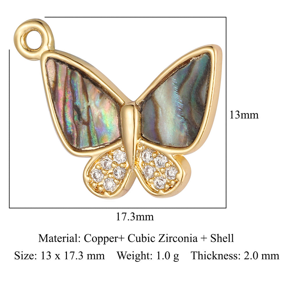 Shell Butterfly Abalone Copper Zircon Cupid Pendants