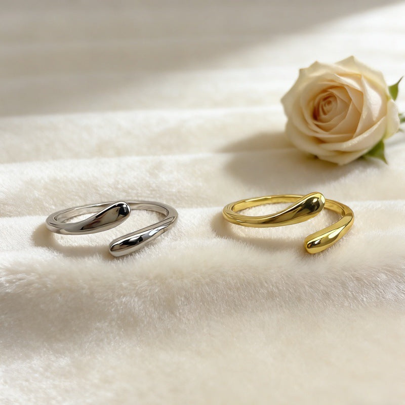 Women's & Men's Couple Water Drop Open Fashion Temperament Entry Ring