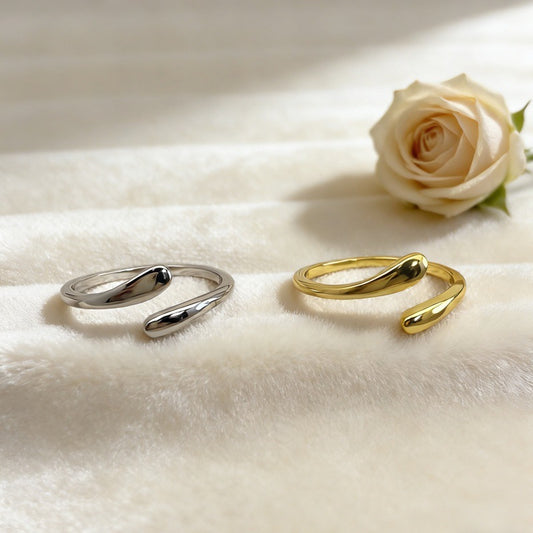 Women's & Men's Couple Water Drop Open Fashion Temperament Entry Ring