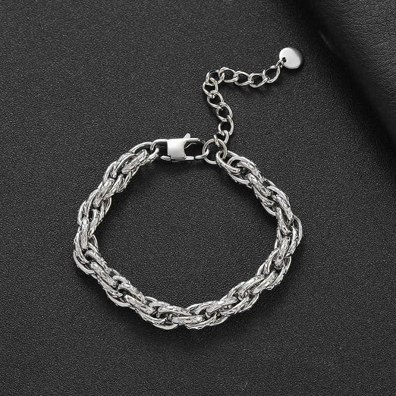 Women's & Men's Twist Titanium Steel Simple Buckle Fashion Hand-woven Bracelets