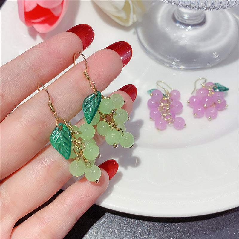 Women's Needle Sweet Purple Crystal Grape For Trendy Simple Cute Stud Earrings