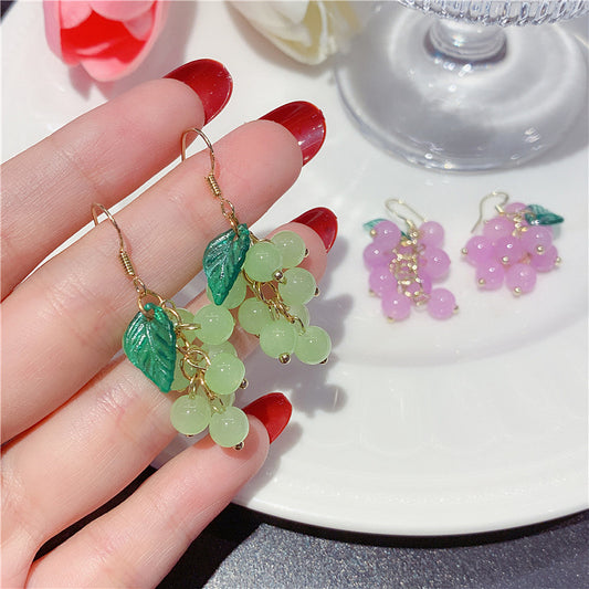 Women's Needle Sweet Purple Crystal Grape For Trendy Simple Cute Stud Earrings