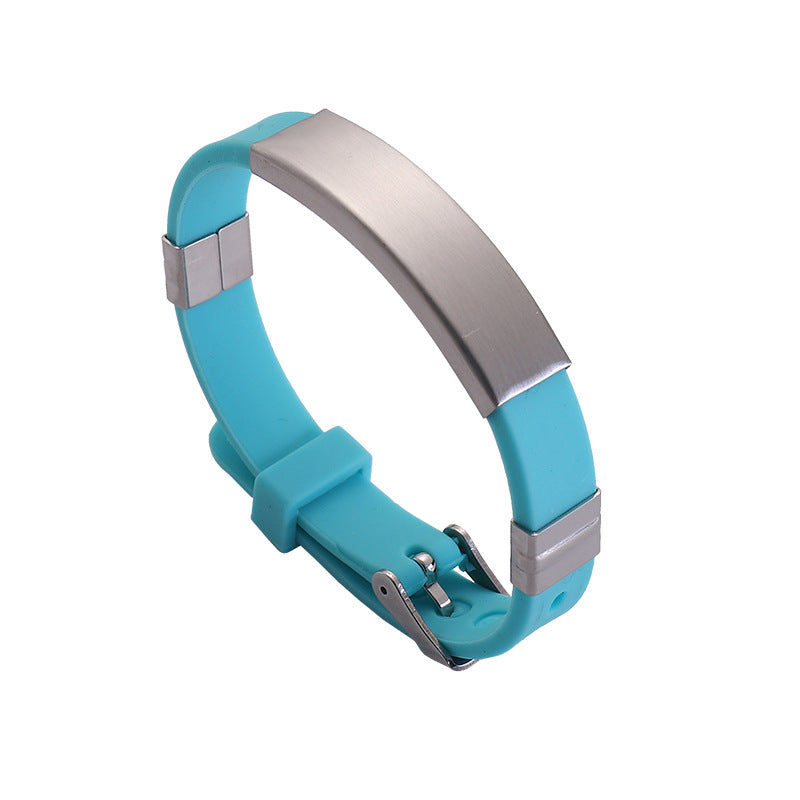 Simple Silicone Stainless Steel Glossy Can Bracelets