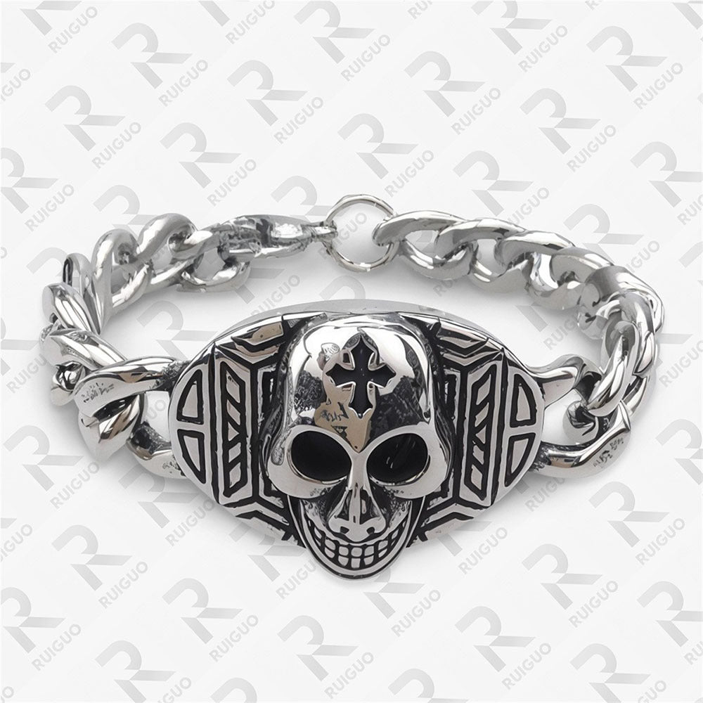 Men's Celtic Knot Skull Stainless Steel Cuban Cross Punk Retro Bracelets