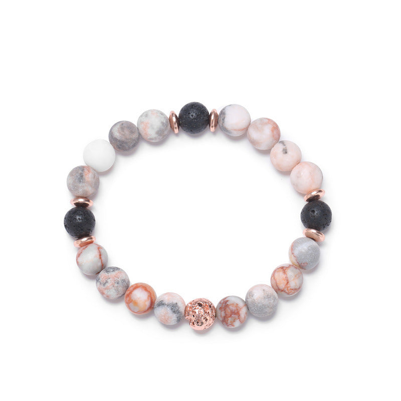 Natural Stone Essential Oil Pink Zebra Bracelets