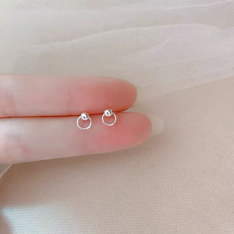 Sier For Female Fashionable Simple Small Earrings