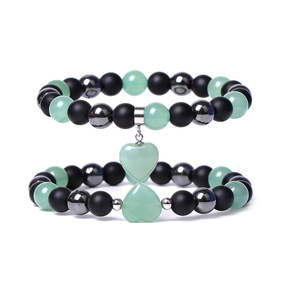 Tigereye Hand-cut Peach Heart Couple Agate Old Topaz Bracelet