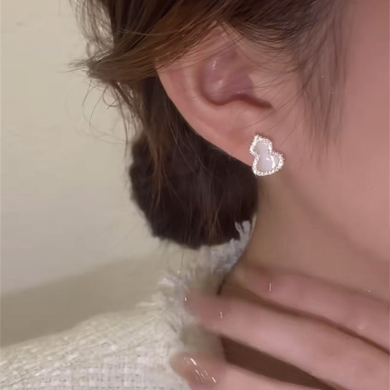 Style Natural Shell Gourd Ear Small Versatile Fu Lu Stud Earrings
