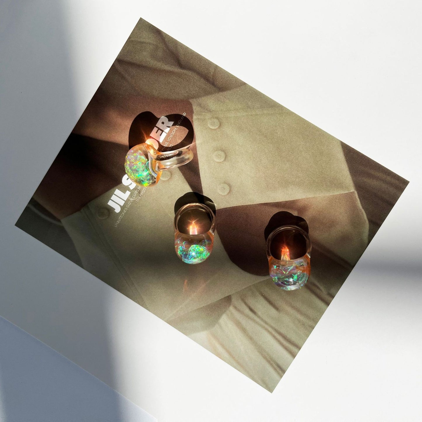 Imitation Opal Resin Colorful Planet Ball Rings