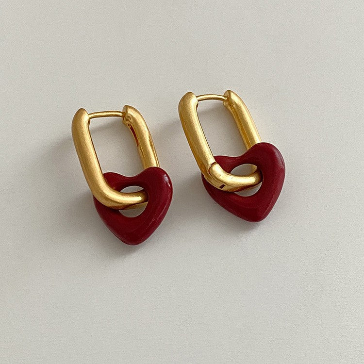 High-grade Light Luxury Peach Ear Clip Frosty Rings