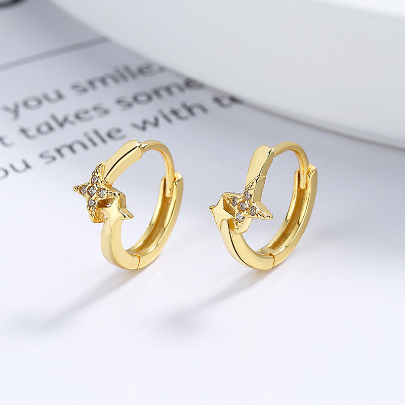 Women's Sier Asterism Fashion Ear Clip Simple Style High Earrings