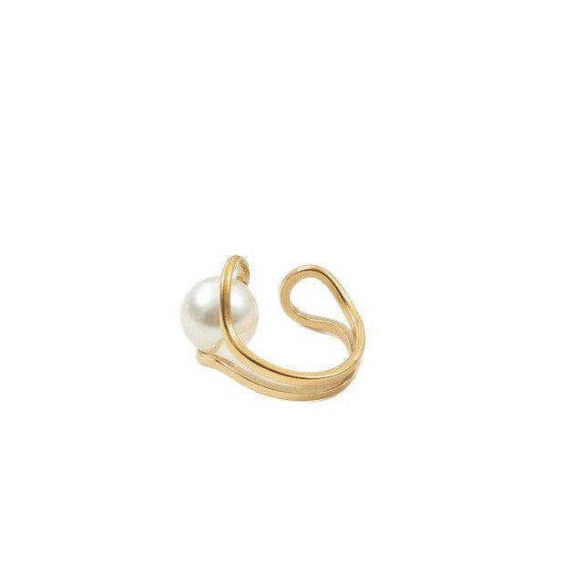 Open Freshwater Large Pearl Titanium Steel Gold Bracelet