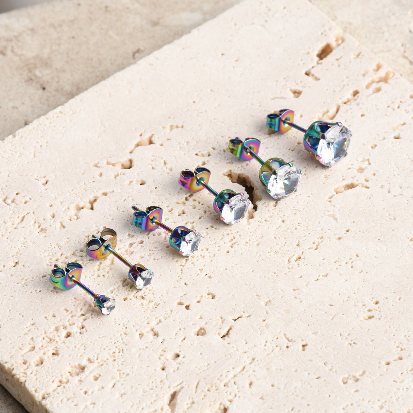 Women's & Men's Personalized Trendy Stainless Steel Rhinestone Zircon Electroplated Stud Earrings