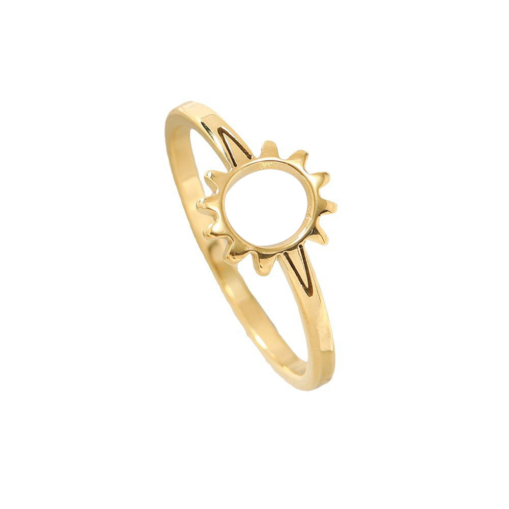 Titanium Steel Simple Sunflower Couple Stainless Rings