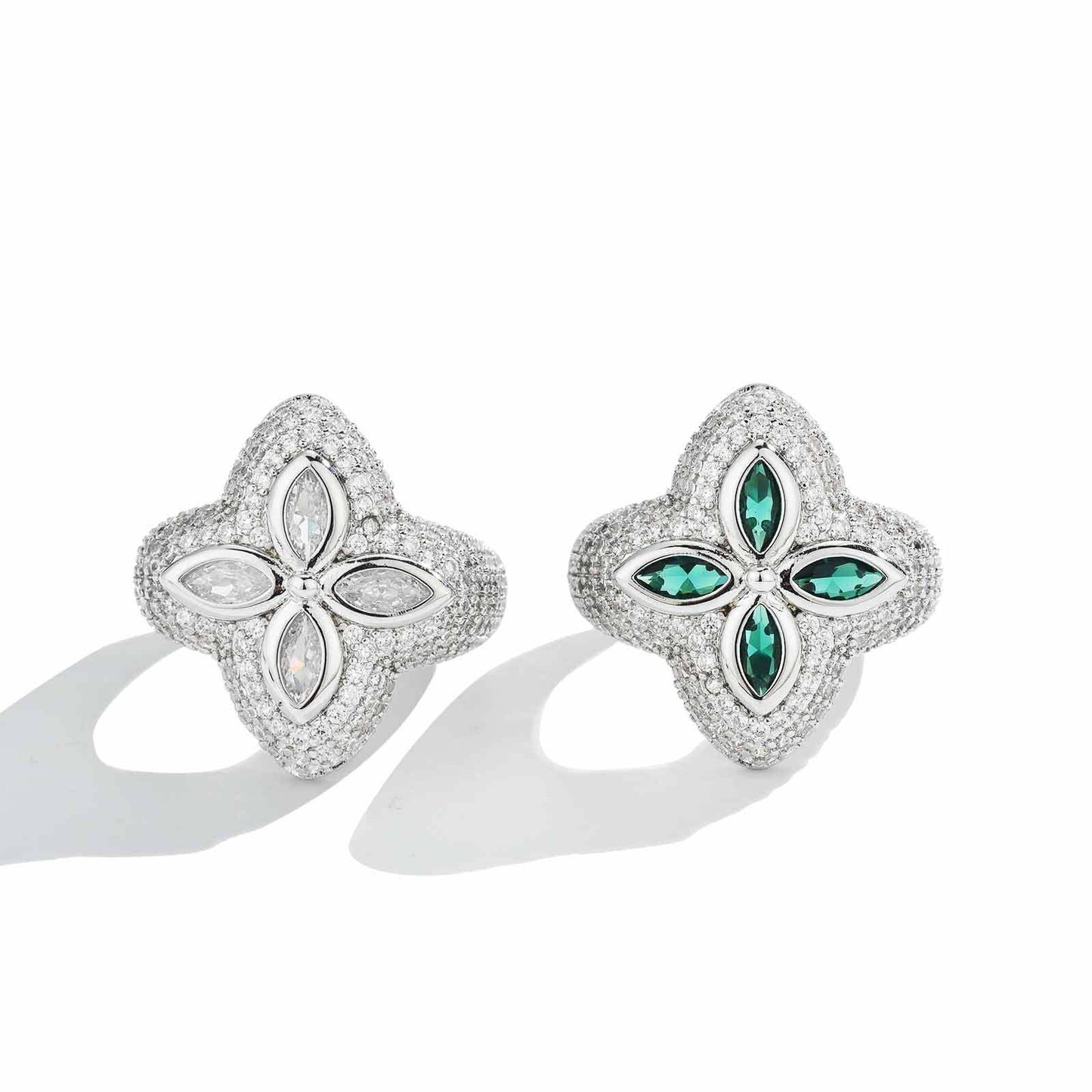 Clover Zircon High Sense Hip Hop Trend Full Rings