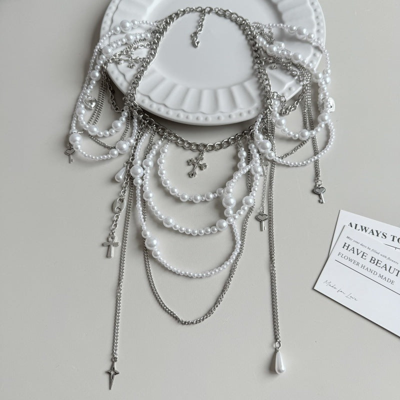 Wind Pearl Tassel Waist Chain Retro Multiple Wearing Necklaces