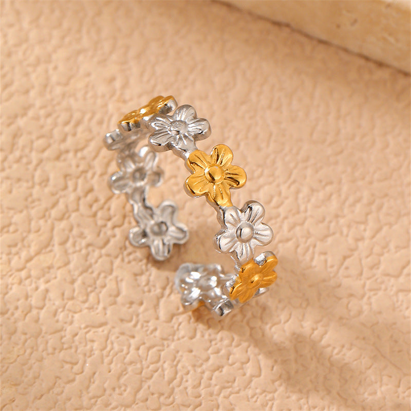 Stainless Steel Opening Adjustable Female Leaves Ring