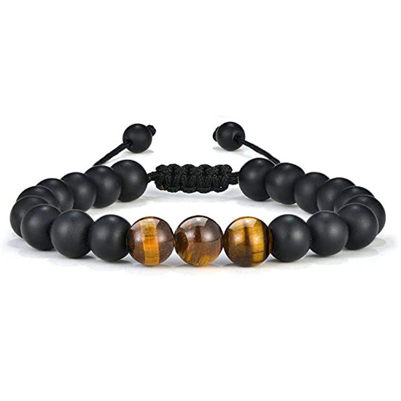 White Turquoise Woven Tigereye Lava Stone Bracelet
