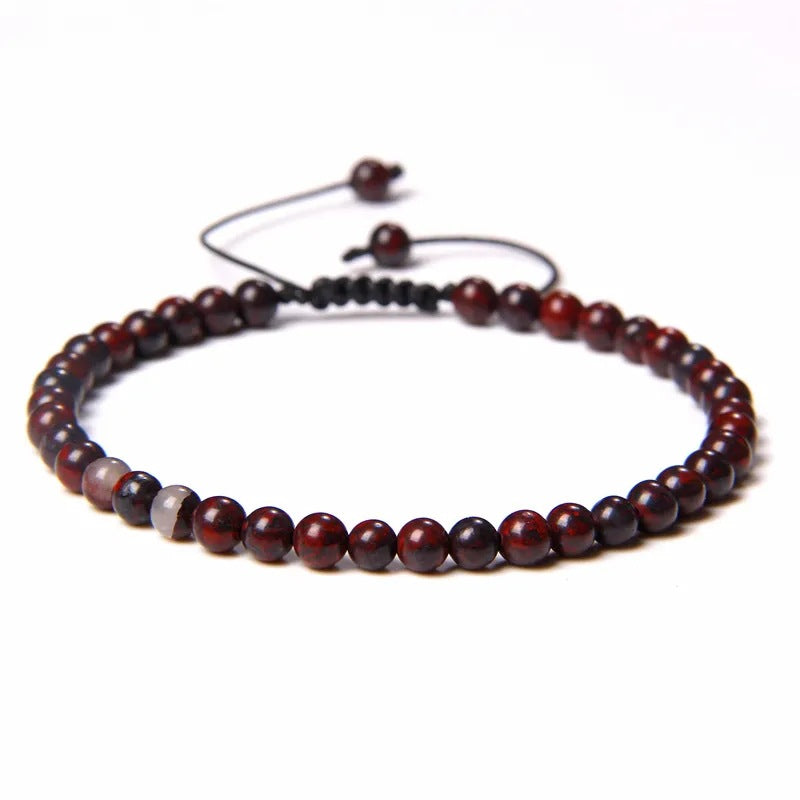 Agate Stone Braided Adjustable Gemstone Beads Bracelet
