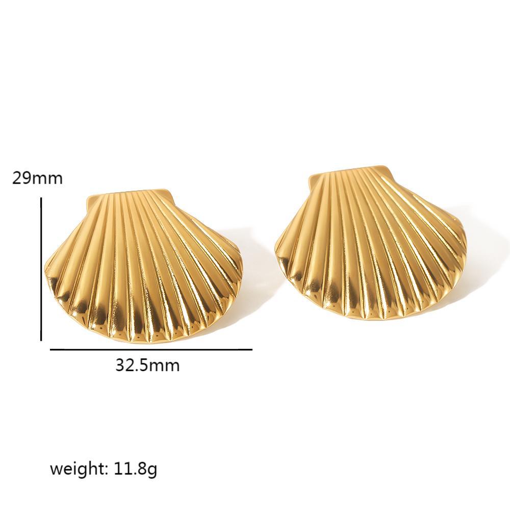 Women's Shell Gold Stainless Steel Personalized High-grade Earrings