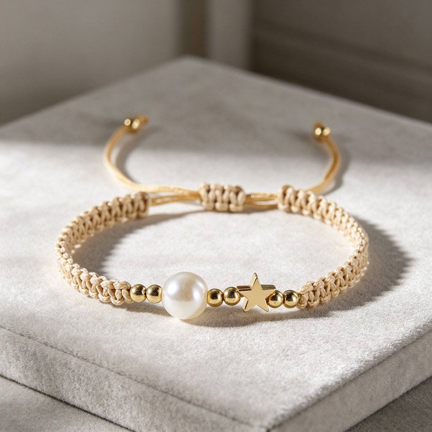 Pearl Woven Hand Strap Gentle Color Adjustable Wax Rope Chain Bracelets