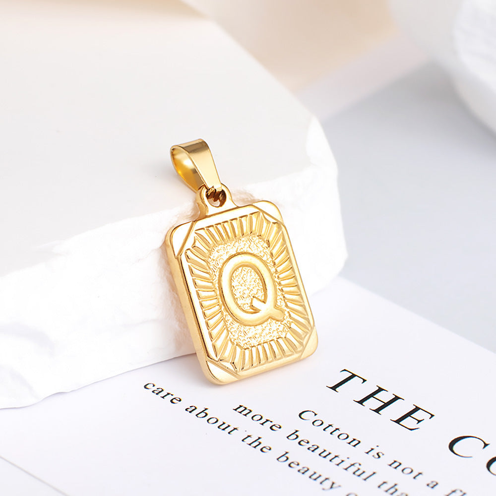 Gold English Letter Tag Simple Sweater Pendants